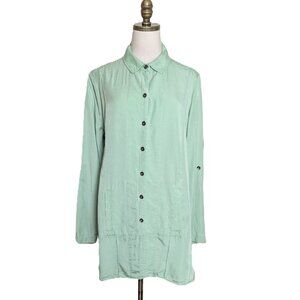 Soft Surroundings Lightweight Tencel Shirt Jacket Size XL Pleated Hem Streetwear